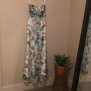 Floral Strapless Formal Gown